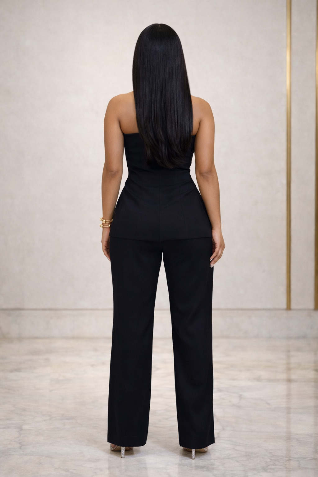 Strapless Tailored Wide Leg Pant Set