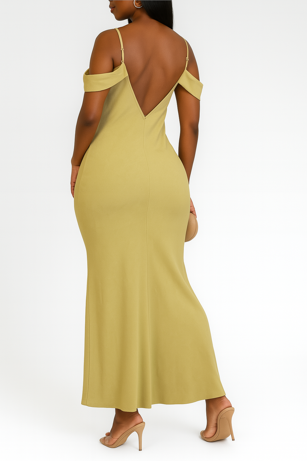 Serena Off-Shoulder Maxi Dress: Elegant Styles in Beige, Olive & Coral Cream / Small
