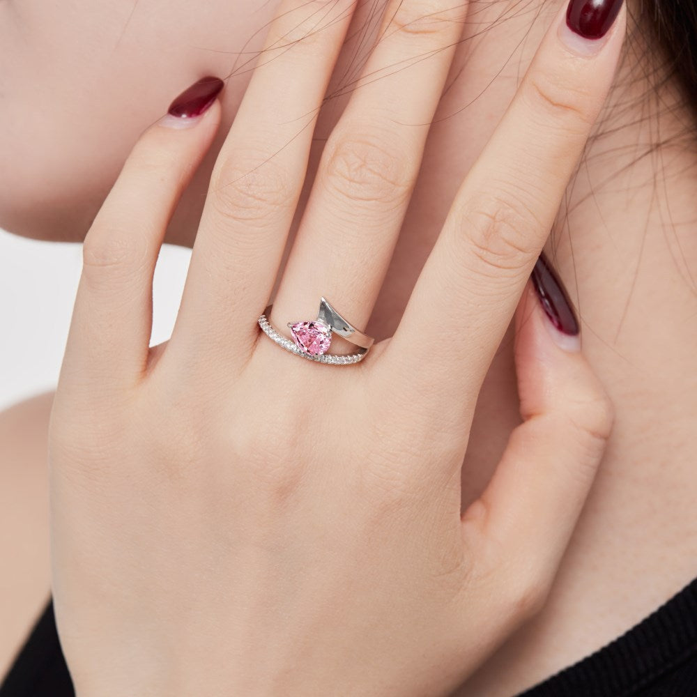 925 Sterling Silver Zircon Rings Water Droplets