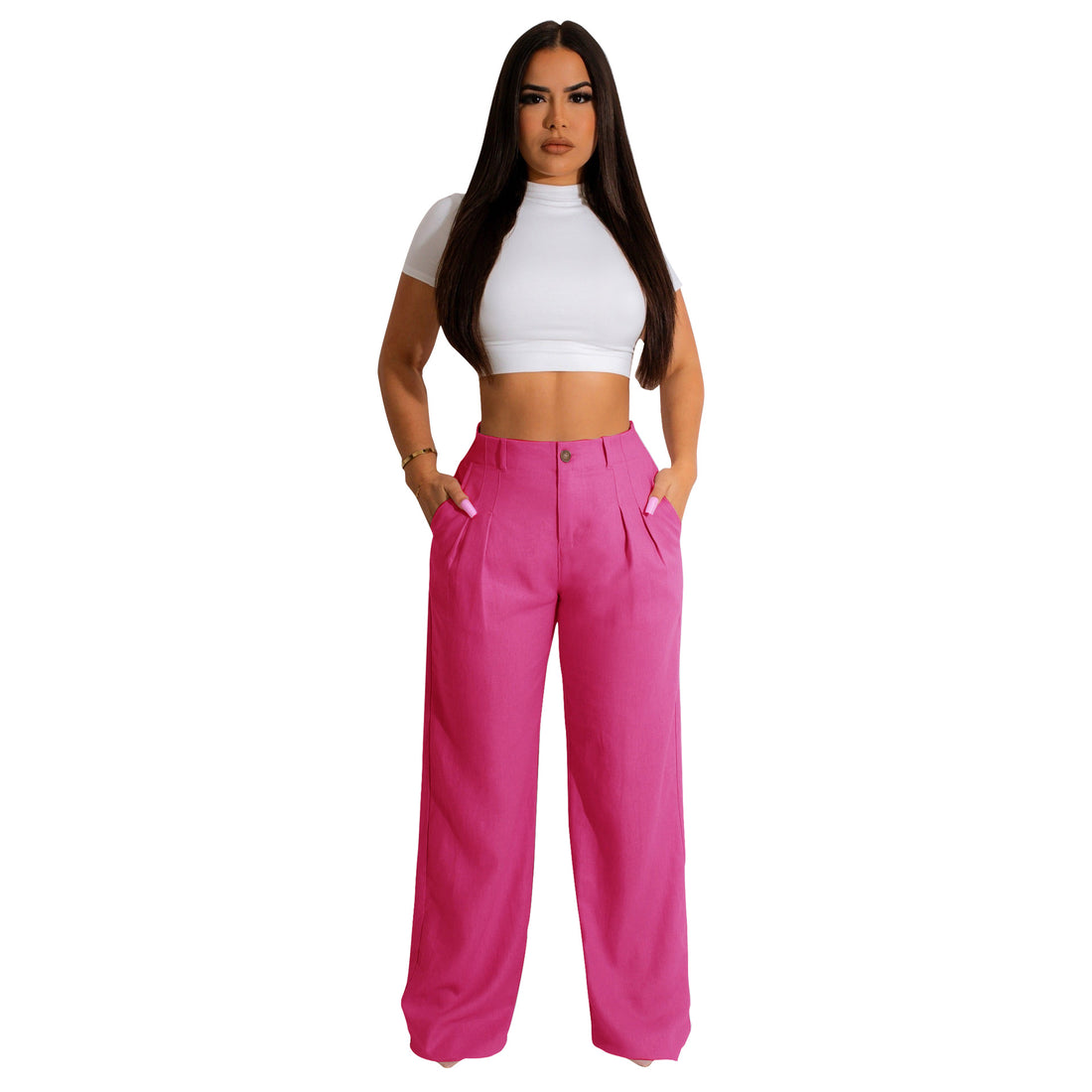 women's daily formal solid color full length patchwork casual pants