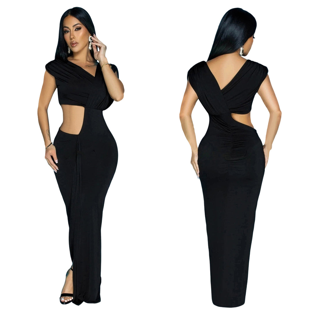 Women's Sheath Dress Vacation Simple Style V Neck Sleeveless Solid Color Maxi Long Dress Holiday Daily