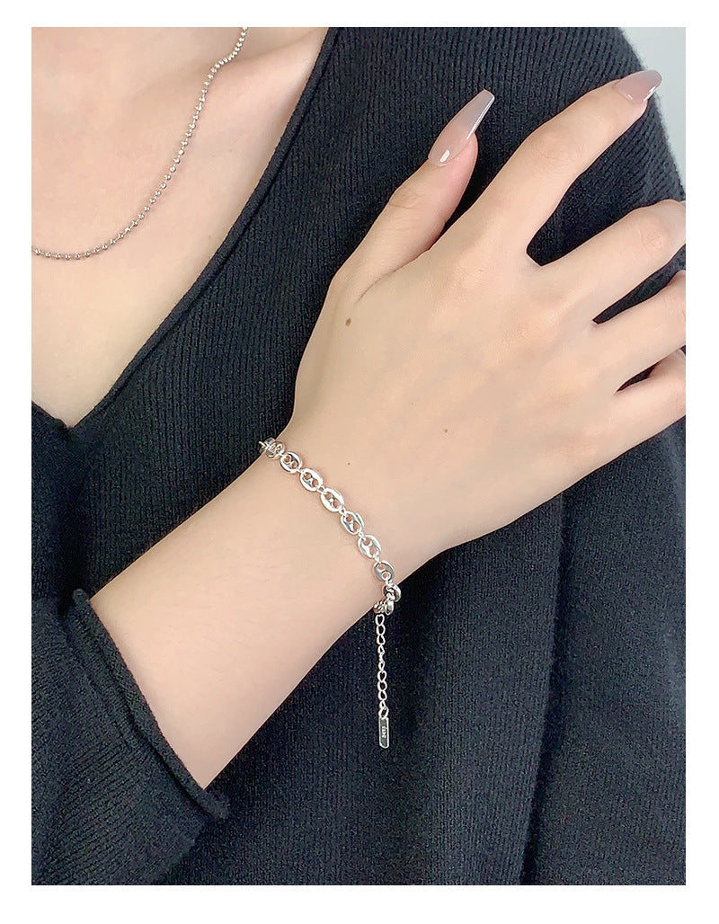 925 Sterling Silver Pig Nose Chain Bracelets Classic Style