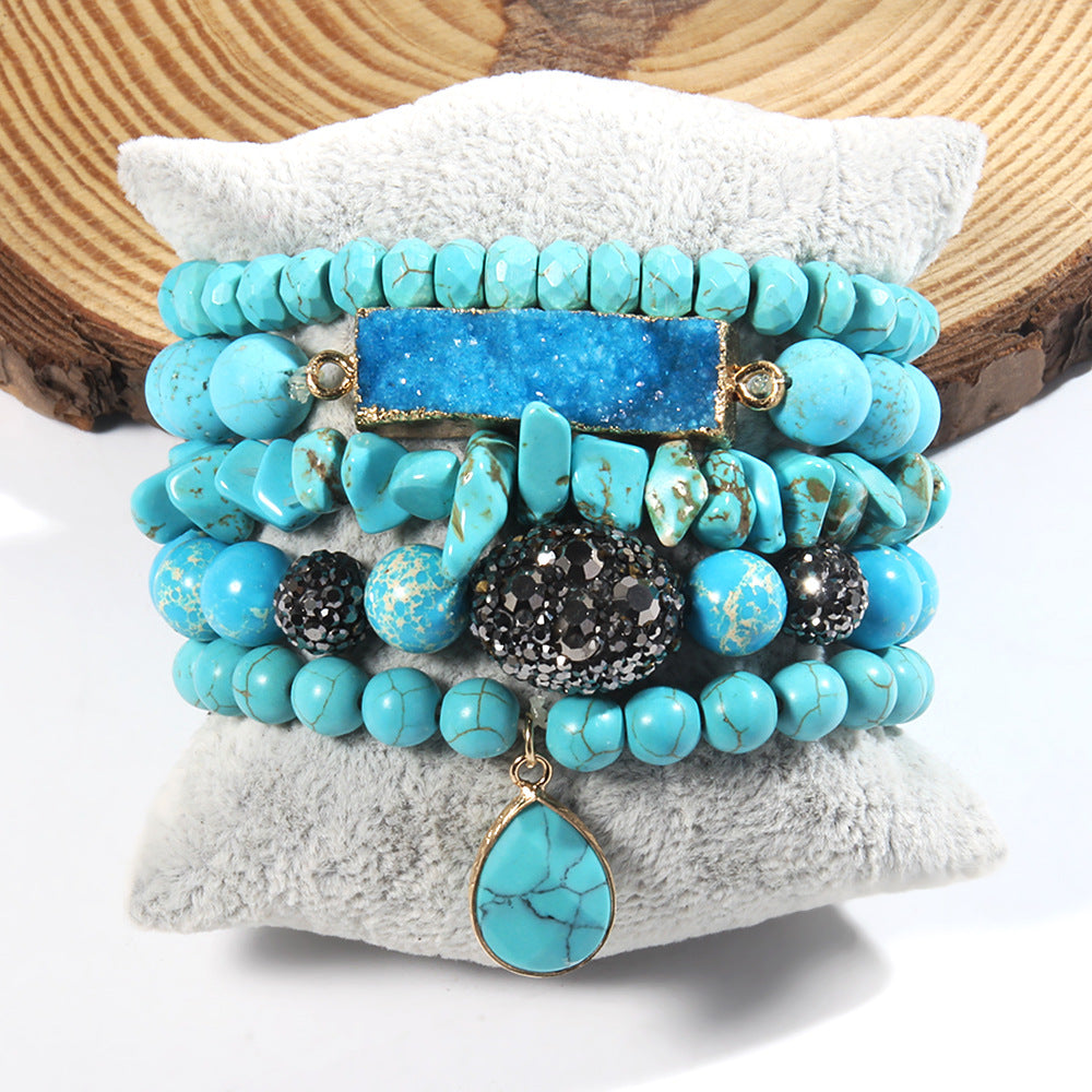 Vintage Style Bohemian Geometric natural stone Glass Beaded Chain Bracelets In Bulk Natural Stone Bracelet