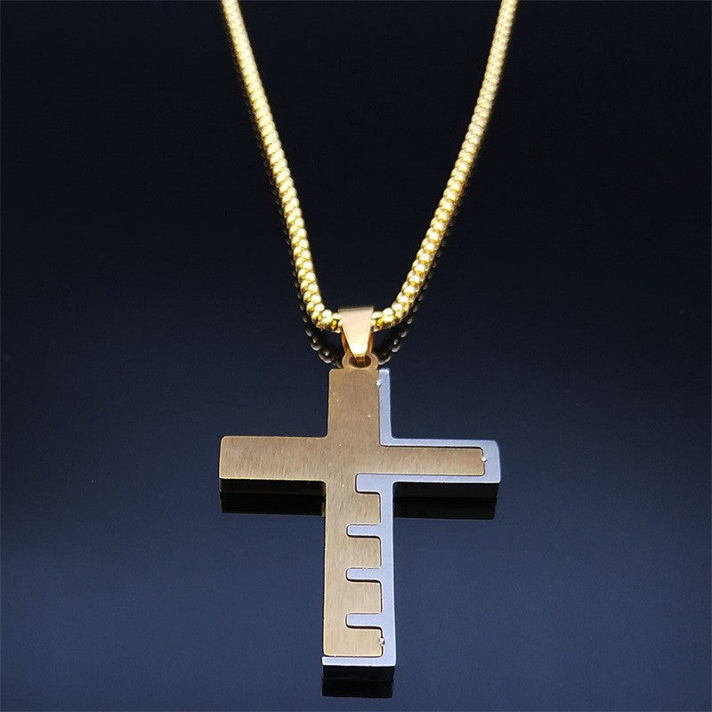 Hip-Hop Cross Stainless Steel Titanium Steel Plating Unisex Pendant Necklace