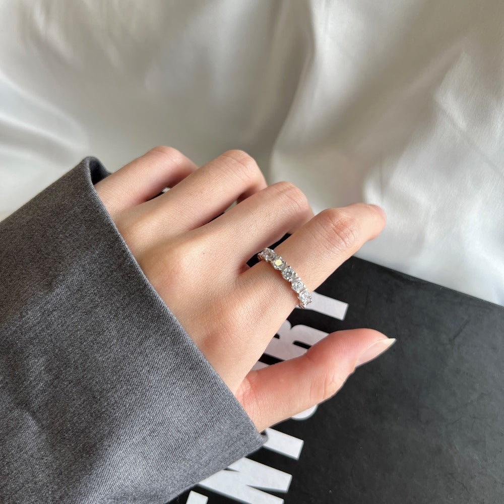 925 Sterling Silver Zircon Geometric Rhombus Rings