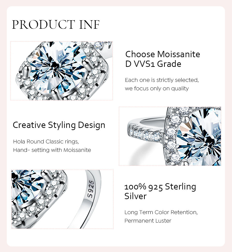 925 Sterling Silver Moissanite Square Rings