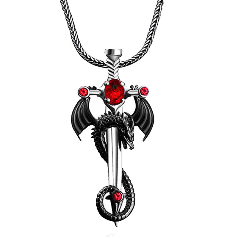 hip-hop cross dragon alloy plating inlay artificial gemstones unisex pendant necklace