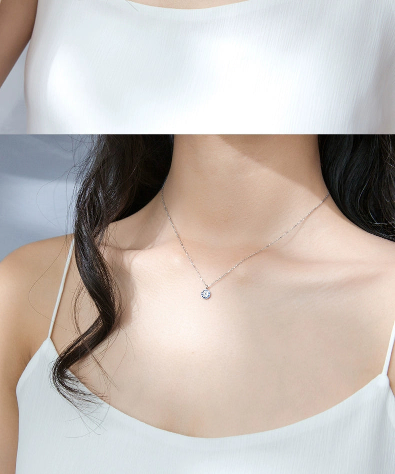 925 Sterling Silver Zircon Inlay Devil's Eye Pendant Necklace