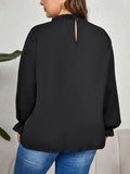 New plus size women's round neck long sleeve loose slimming top shirt - D'TWINS FASHION