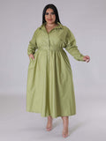 Plus Size Women's Solid Color Long Sleeve Shirt Dresses - D'TWINS FASHION