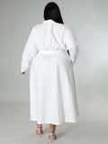 Plus Size Women's Solid Color Long Sleeve Shirt Dresses - D'TWINS FASHION