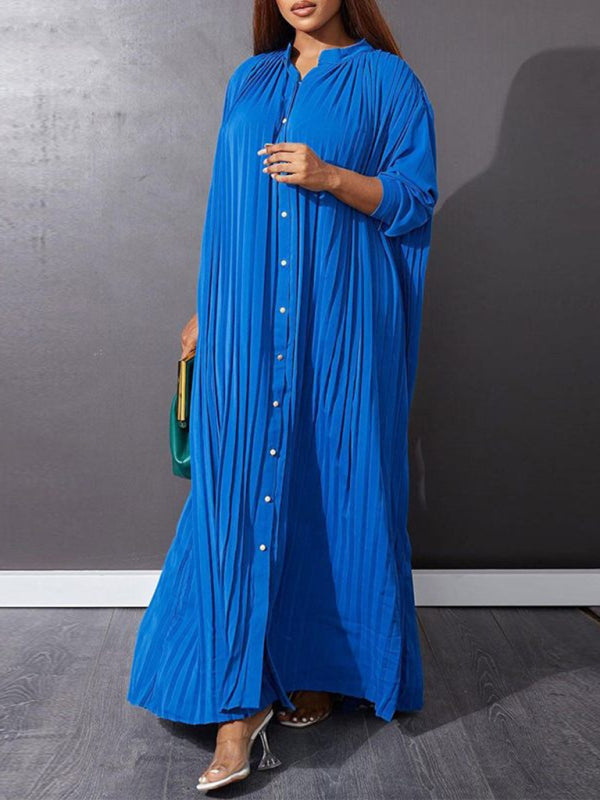 Plus size women's new fashion loose casual pleated dress - D'TWINS FASHION