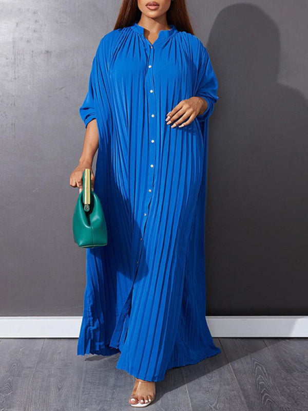Plus size women's new fashion loose casual pleated dress - D'TWINS FASHION