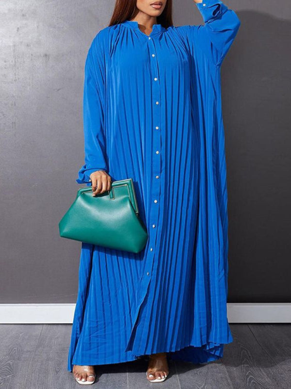 Plus size women's new fashion loose casual pleated dress - D'TWINS FASHION