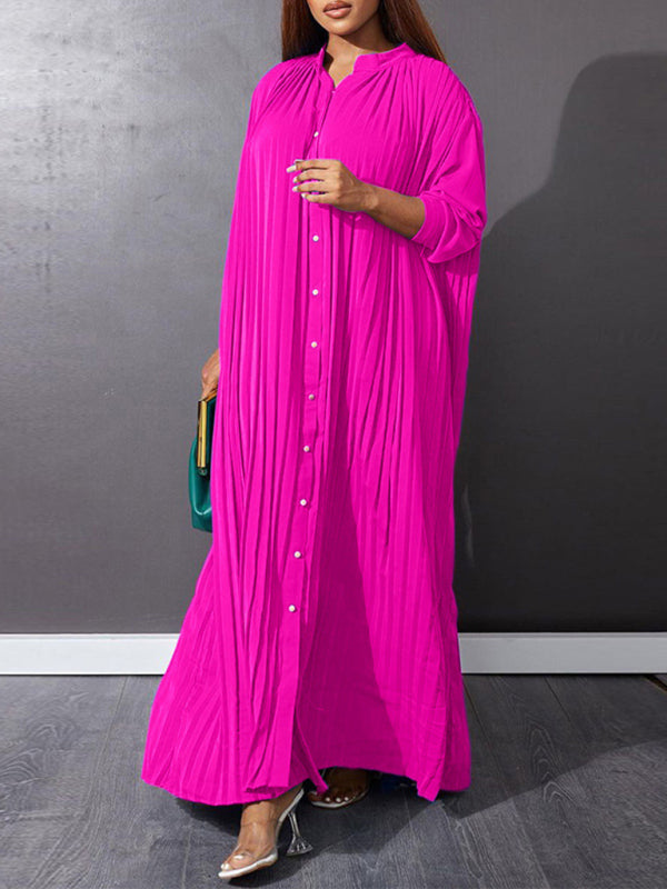 Plus size women's new fashion loose casual pleated dress - D'TWINS FASHION