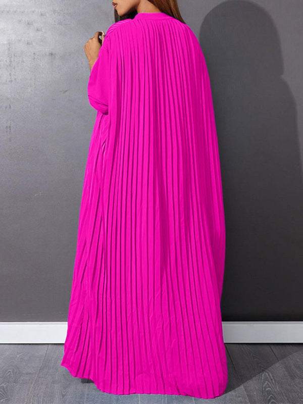 Plus size women's new fashion loose casual pleated dress - D'TWINS FASHION