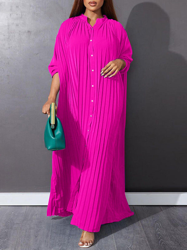 Plus size women's new fashion loose casual pleated dress - D'TWINS FASHION