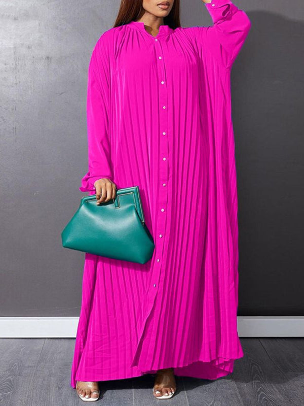 Plus size women's new fashion loose casual pleated dress - D'TWINS FASHION