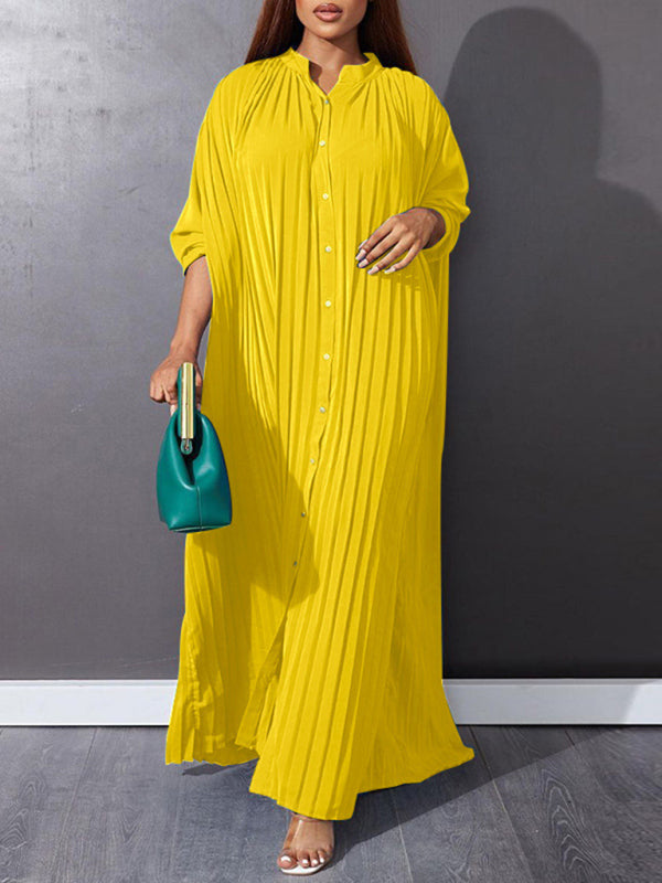 Plus size women's new fashion loose casual pleated dress - D'TWINS FASHION