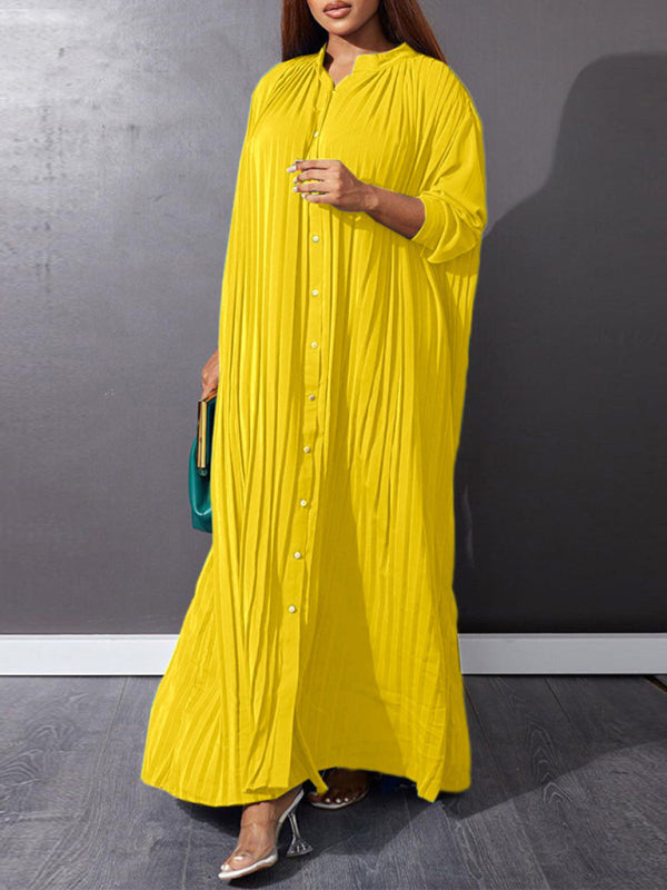 Plus size women's new fashion loose casual pleated dress - D'TWINS FASHION
