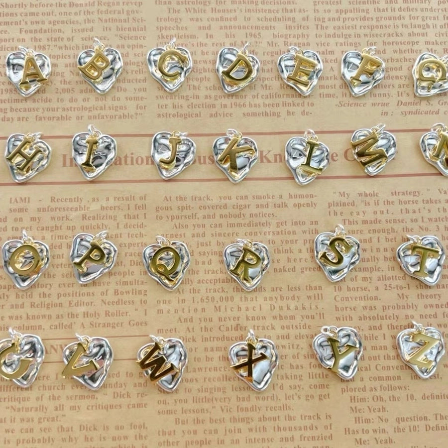 925 Sterling Silver Plating Letter Heart Shape Pendant Necklace