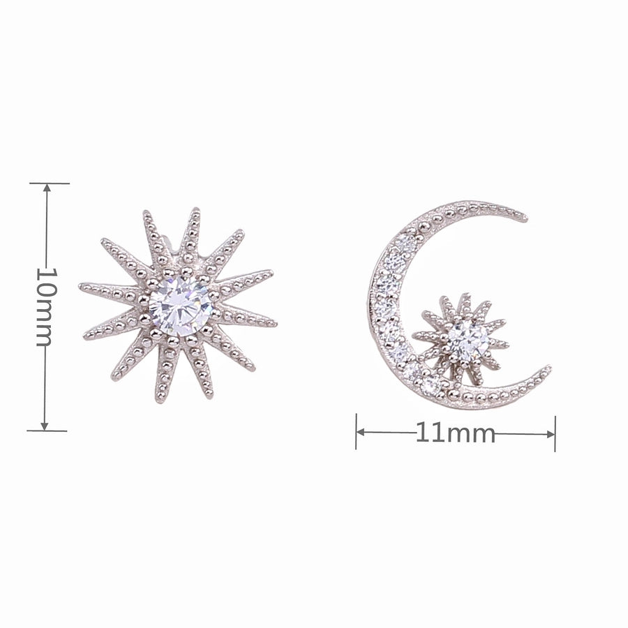 1 Pair 925 Sterling Silver Zircon Star Ear Studs