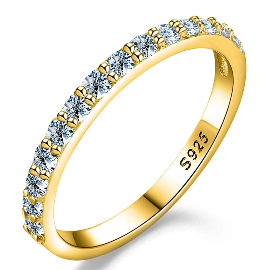 18K Gold Plated Sterling Silver Moissanite Rings Round