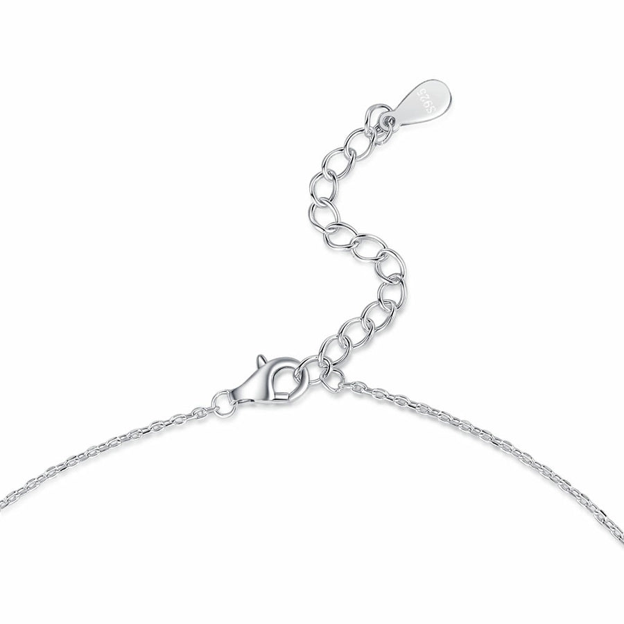 925 Sterling Silver Water Plating Zircon cable chain Hollow Out Inlay Moon Pendant Necklace