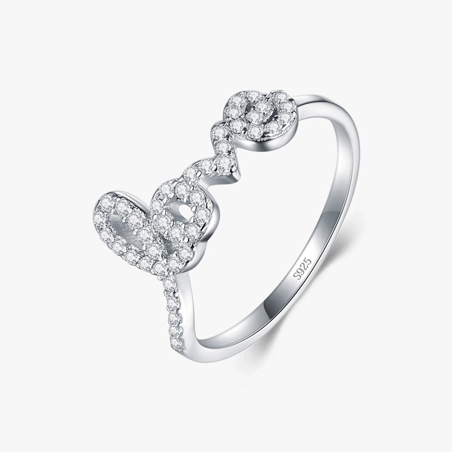 925 Sterling Silver Zircon Letter Rings