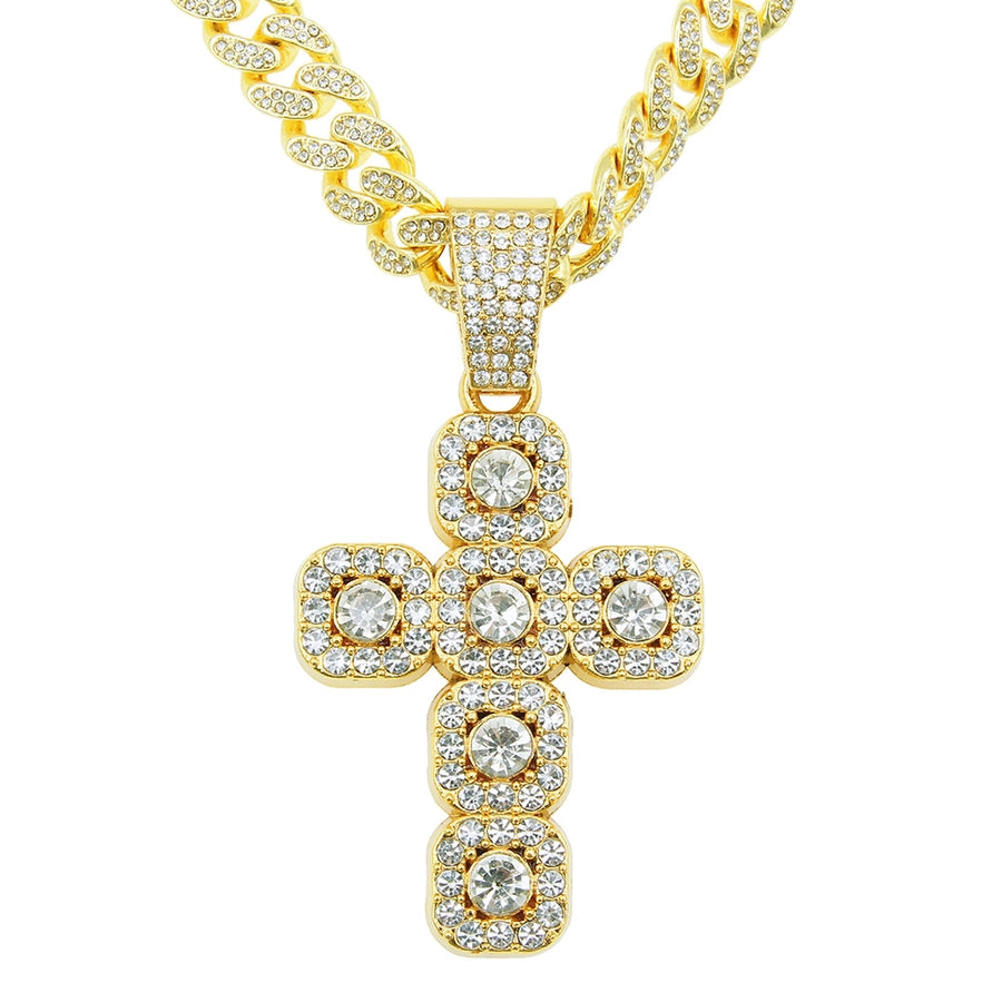 hip-hop cross alloy inlay rhinestones men's pendant necklace necklace pendant