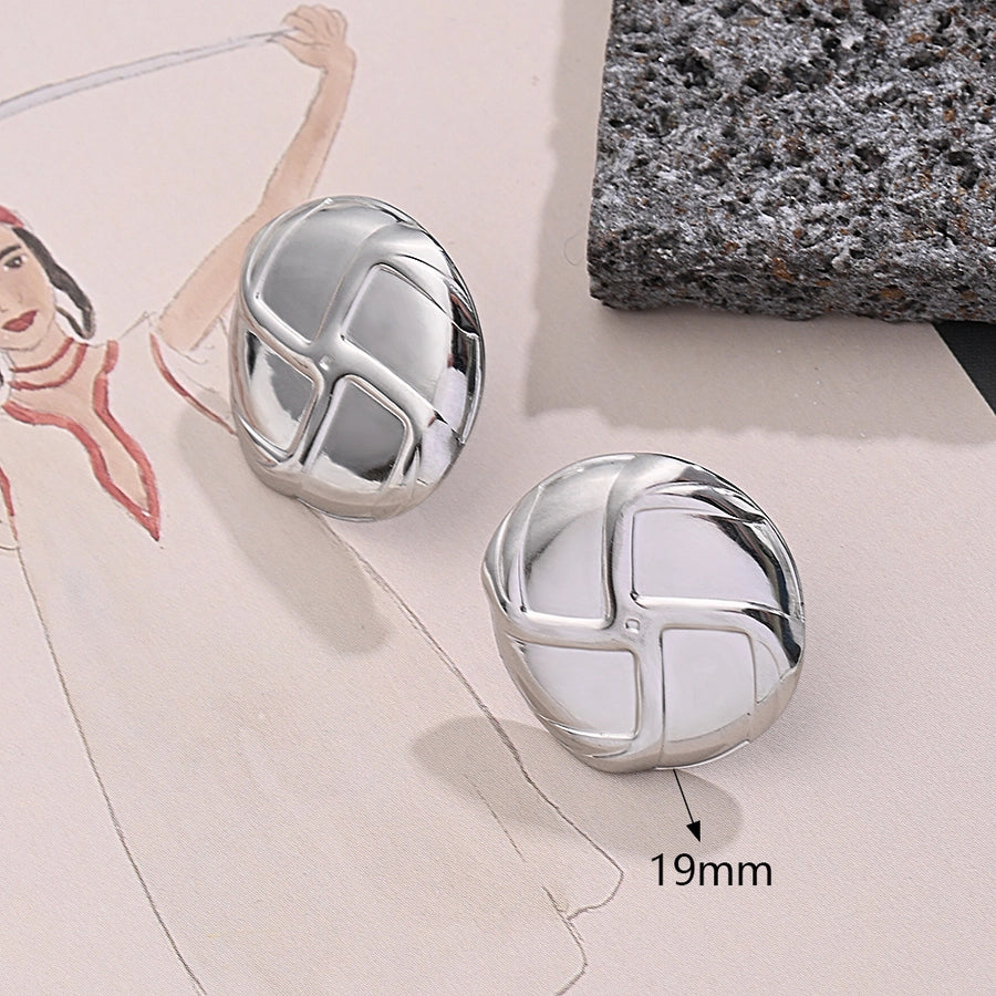 1 Pair/Package Modern Style Simple Style Round Stripe Handmade Polishing 304 Stainless Steel Ear Studs