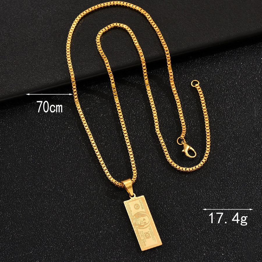 hip-hop dollar titanium steel plating men's pendant necklace long necklace
