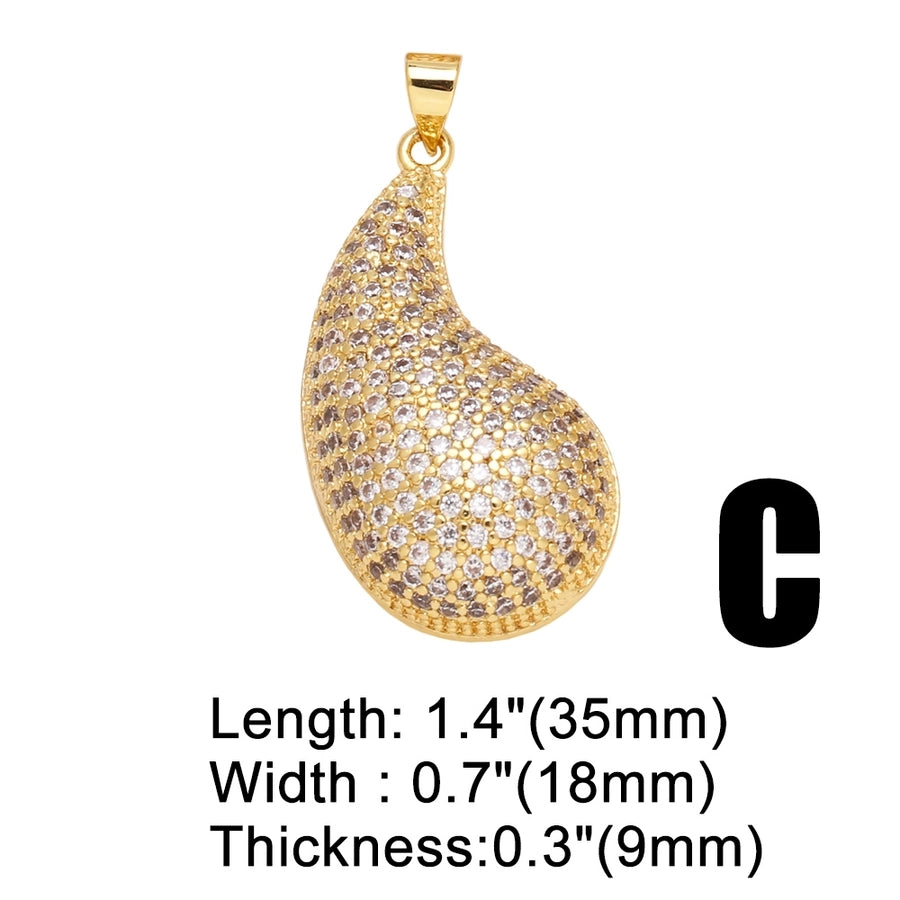 1 Piece Copper Zircon 18K Gold Plated Heart Shape Pendant