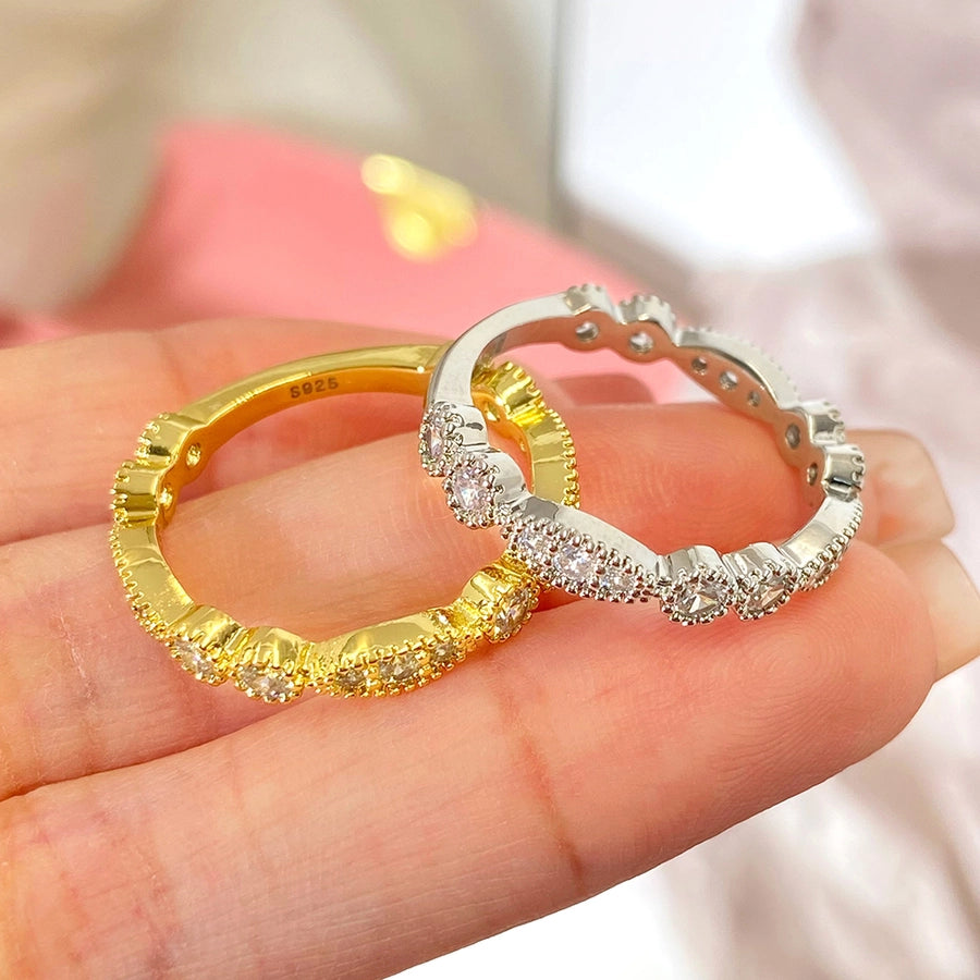 18K Gold Plated White Gold Plated 925 Sterling Silver Zircon Round Eye Rings