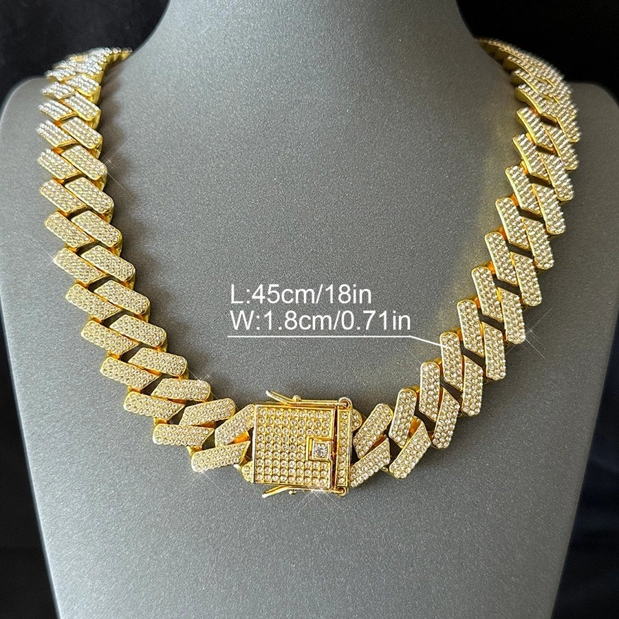 hip-hop rock streetwear necklace alloy inlay rhinestones men's necklace