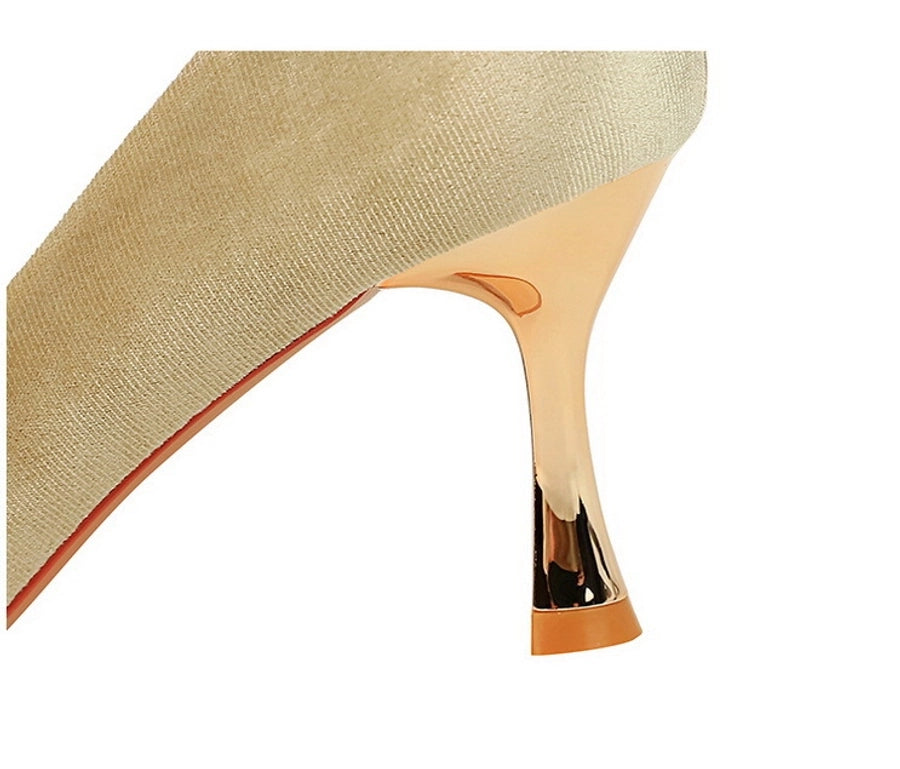 1818-K77 banquet high heels women's shoes high heel shallow mouth pointed Western suede rhinestone buckle bow single shoes women