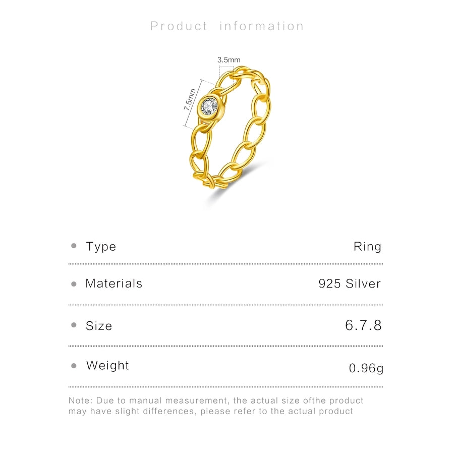 18K Gold Plated White Gold Plated 925 Sterling Silver Zircon Solid Color Rings
