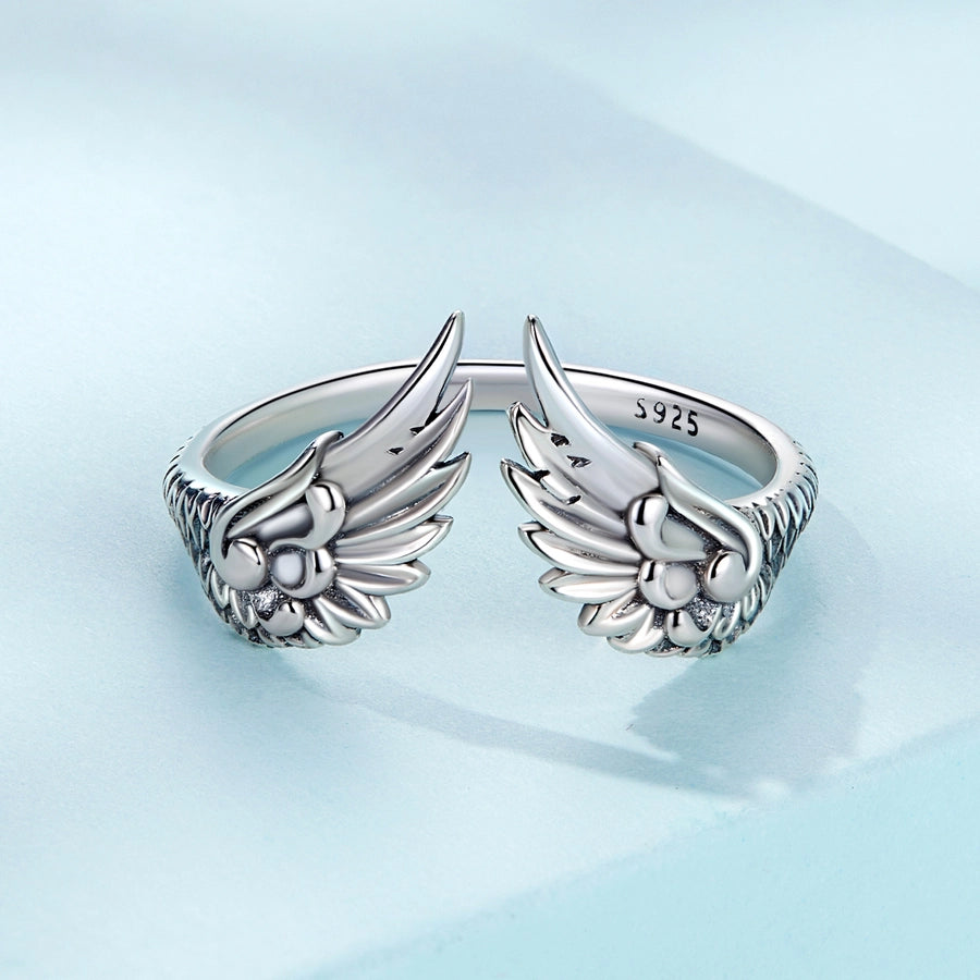 925 Sterling Silver Wings Open Rings