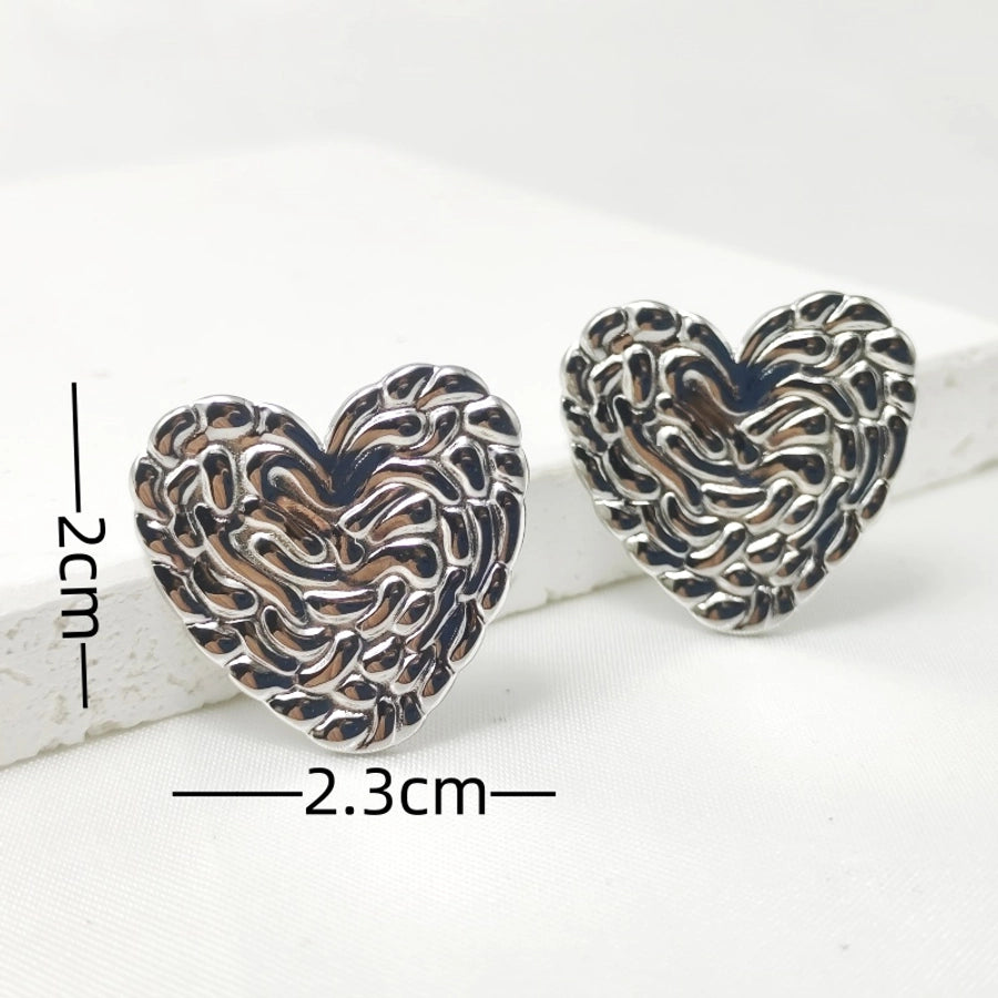 1 Pair Elegant Classic Style Commute Heart Shape Heart 304 Stainless Steel Ear Studs