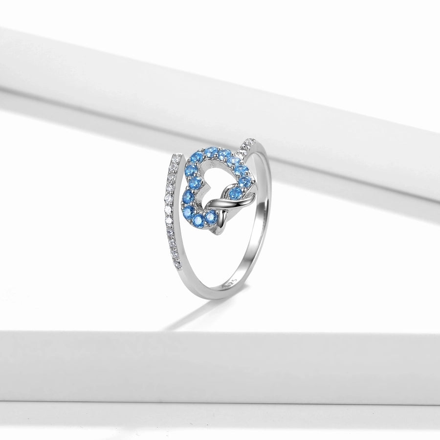 925 Sterling Silver Zircon Open Rings Heart Shape