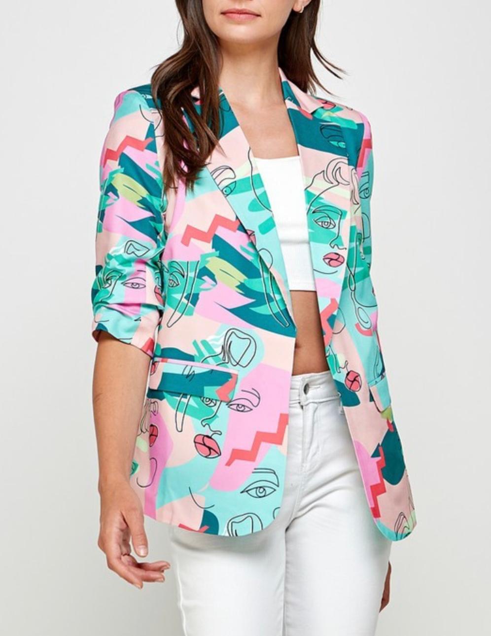 Graphic Blazer W Pocket 
